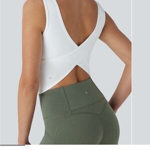 Halara White Cross-Back Top crop xs new with tags